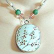 DKC ~ Ming Pottery Shard Necklace w/ Cherry Quartz, Green Aventurine & Pearl